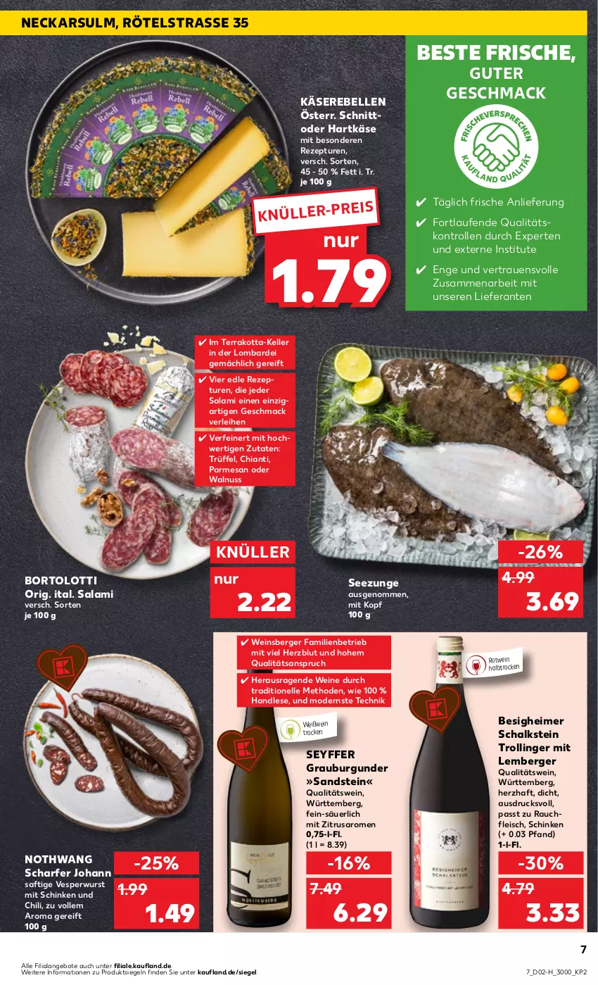 Aktueller Prospekt Kaufland - Extra-Angebote - von 11.01 bis 17.01.2024 - strona 7 - produkty: angebot, angebote, Berger, burgunder, chia, chianti, chili, eimer, eis, elle, fleisch, grauburgunder, hartkäse, Käse, Käserebellen, Laufen, mac, Mode, nuss, qualitätswein, Rauch, rebell, rezept, rotwein, saft, salami, saro, Schal, schinken, Ti, trolli, trollinger, Trüffel, walnuss, wein, weine, Weißwein, wurst