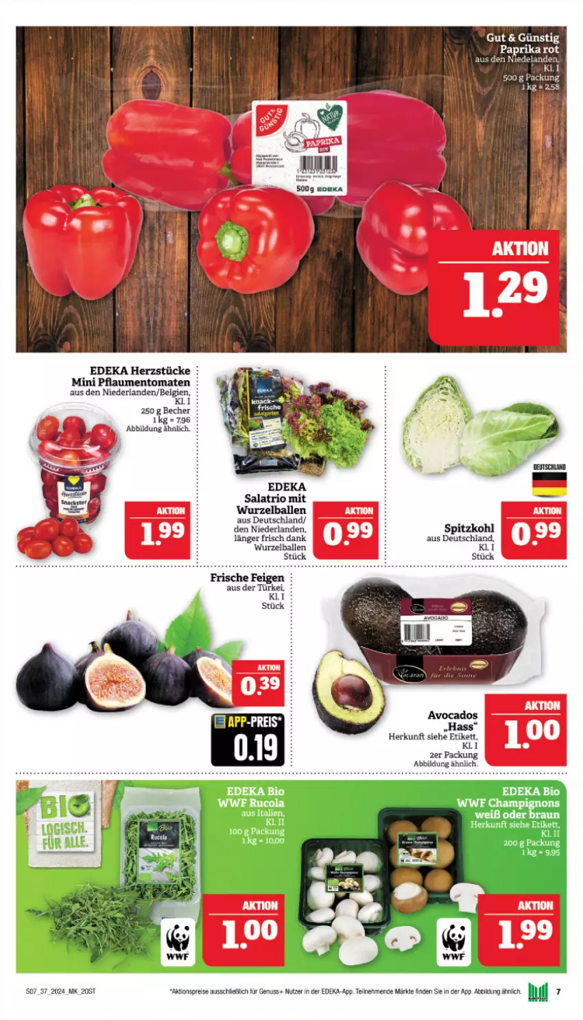 Aktueller Prospekt Marktkauf - Prospekt - von 08.09 bis 14.09.2024 - strona 11 - produkty: aktionspreis, avocado, avocados, ball, Becher, bio, braun, champignon, champignons, deka, edeka bio, eis, Elan, Feigen, LG, nuss, pflaume, pflaumen, reis, salat, spitzkohl, Ti, tomate, tomaten