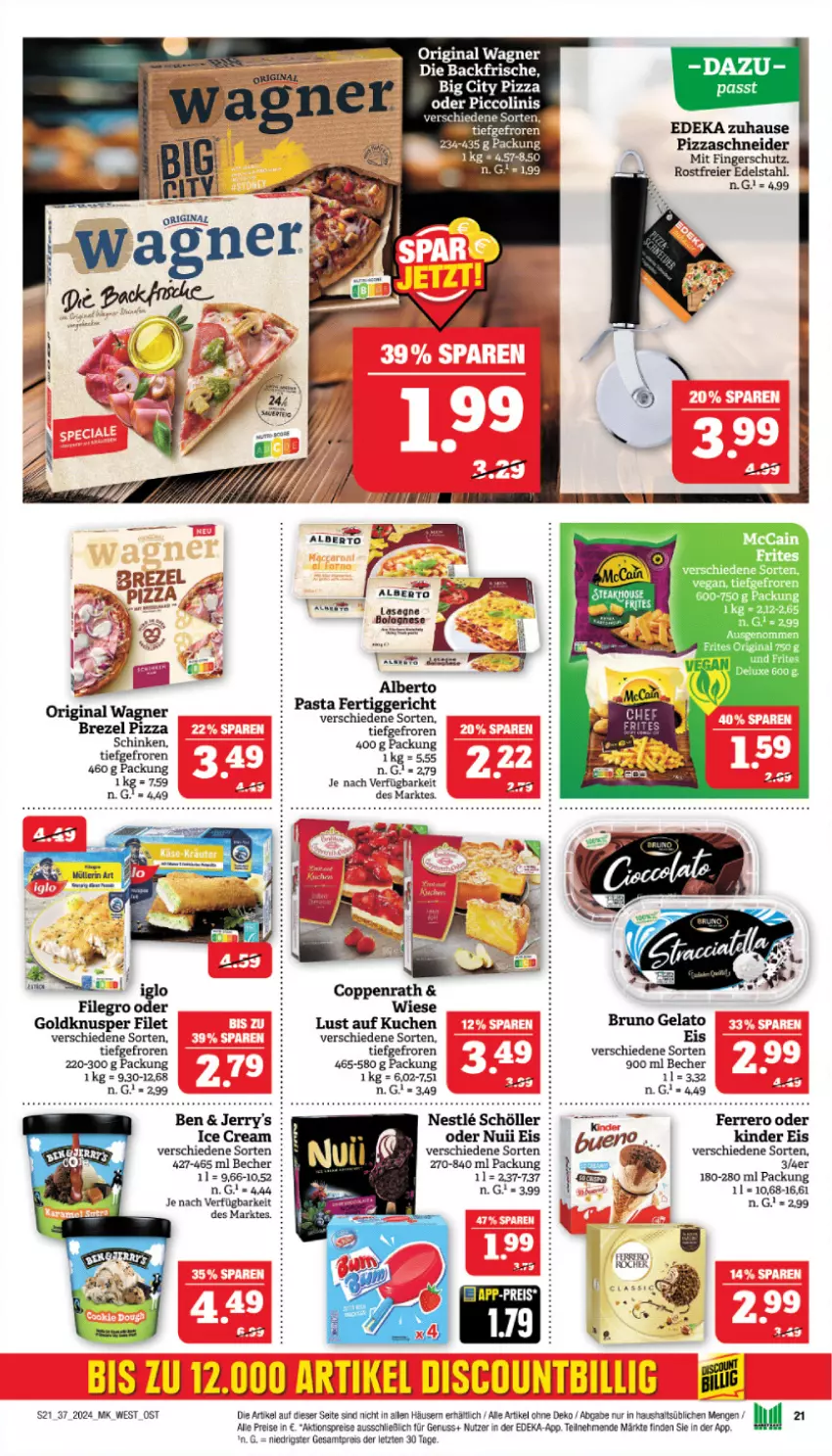 Aktueller Prospekt Marktkauf - Prospekt - von 08.09 bis 14.09.2024 - strona 25 - produkty: aktionspreis, Becher, bolognese, brezel, bruno gelato, deka, discount, edelstahl, eier, eis, ferrero, fertiggericht, filegro, filet, gin, Kinder, kuchen, lasagne, Lust auf Kuchen, nuii, nuss, oder piccolinis, original wagner, pasta, piccolinis, pizza, reis, schinken, Schöller, Ti, wagner, ZTE