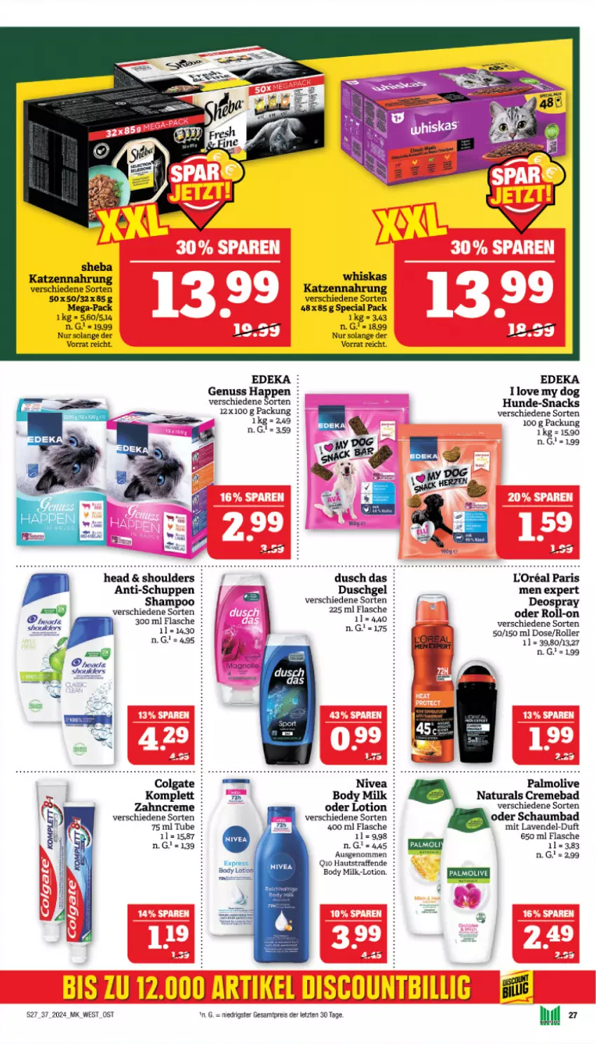 Aktueller Prospekt Marktkauf - Prospekt - von 08.09 bis 14.09.2024 - strona 31 - produkty: Bad, body, body milk, colgate, creme, deka, deo, deospray, duschgel, eis, flasche, katzennahrung, lavendel, LG, Lotion, natur, natura, nuss, olive, palmolive, reis, roll-on, Roller, schaumbad, shampoo, snack, snacks, Ti, whiskas, zahncreme, ZTE