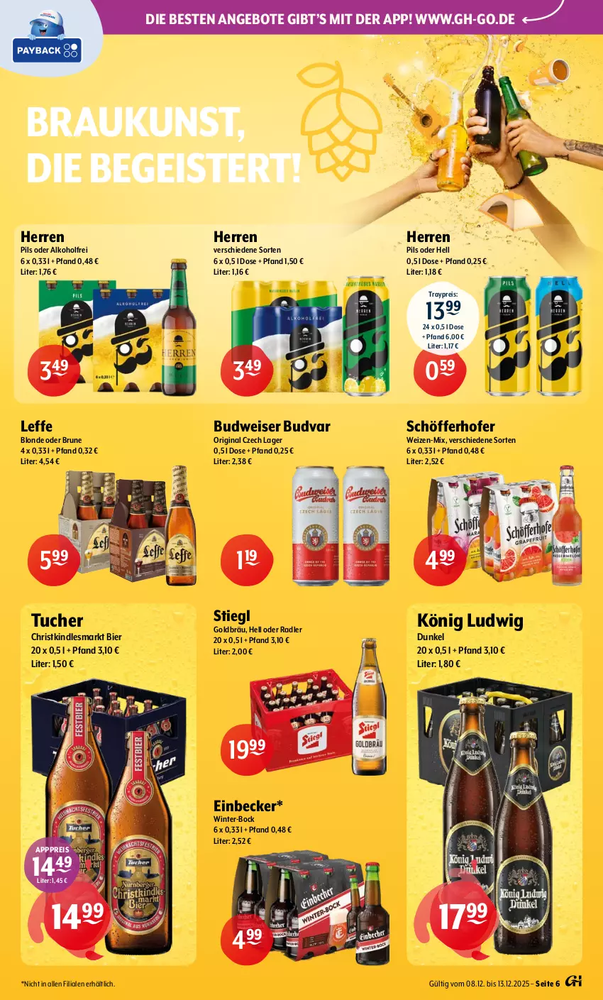 Aktueller Prospekt Getraenke Hoffmann - Prospekte - von 08.12 bis 13.12.2025 - strona 6 - produkty: alkohol, angebot, angebote, bier, budweiser, eis, gin, Kindle, oder radler, pils, radler, reis, schöfferhofer, Stiegl, Ti, tuc, Tucher