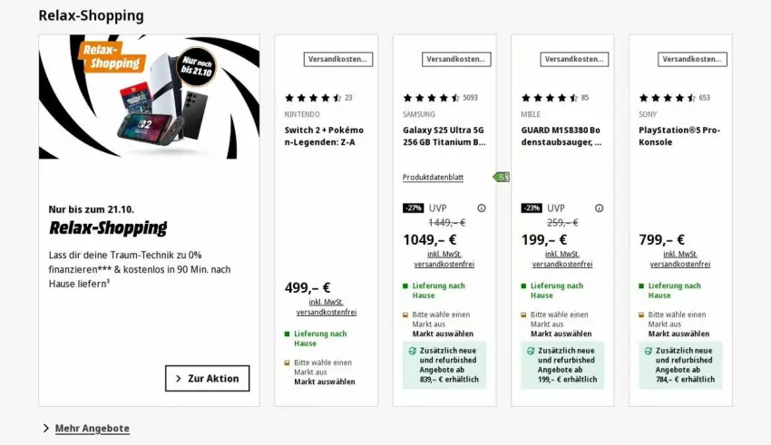 Aktueller Prospekt Saturn - Prospekte - von 13.10 bis 22.10.2025 - strona 1 - produkty: angebot, angebote, lays, miele, ndk, nintendo, Nintendo Switch, PlayStation, rel, Samsung, samsung galaxy, sony, staubsauger, Ti, versandkostenfrei