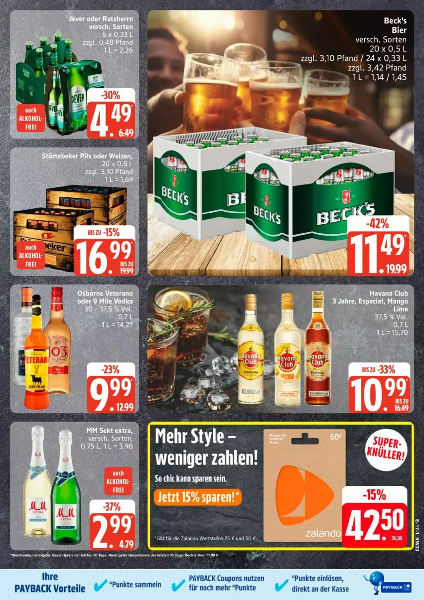 Aktueller Prospekt Edeka - Prospekte - von 10.08 bis 15.08.2026 - strona 23 - produkty: beck's, bier, coupon, coupons, eis, payback, reis, Ti, ZTE