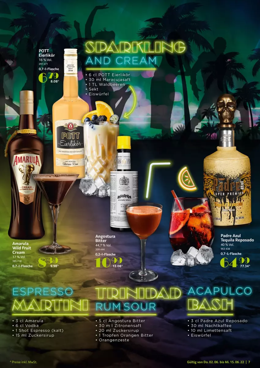 Aktueller Prospekt Selgros - Cocktails - von 02.06 bis 15.06.2022 - strona 7 - produkty: amarula, eis, eiswürfel, espresso, flasche, kaffee, limette, limetten, mam, Mett, metten, orange, orangen, saft, sekt, sirup, tequila, Ti, vodka, würfel, zitrone, zitronen, zitronensaft, zucker