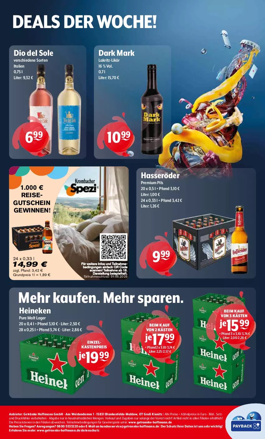 Aktueller Prospekt Getraenke Hoffmann - Prospekte - von 19.05 bis 24.05.2025 - strona 8 - produkty: abholpreise, eis, getränk, getränke, gewinnspiel, gutschein, hasseröder, heineken, Lakritz, likör, pils, premium pils, reis, Spiele, Ti