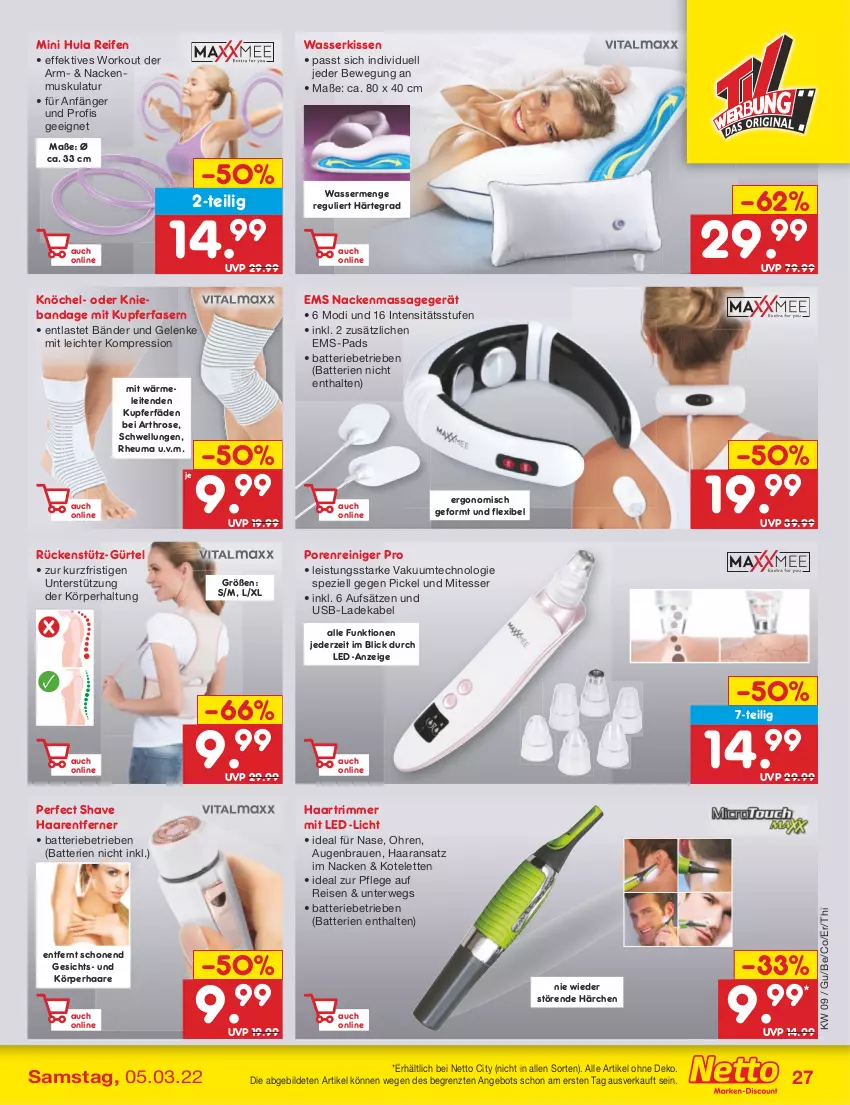 Aktueller Prospekt Netto Marken-Discount - Filial-Angebote - von 28.02 bis 05.03.2022 - strona 27 - produkty: angebot, batterie, batterien, deka, eis, Heu, kissen, kotelett, ladekabel, led-licht, Massagegerät, reifen, reiniger, reis, rwe, Spezi, Ti, usb, wasser, ZTE