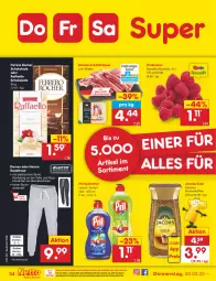 Gazetka promocyjna Netto Marken-Discount - Filial-Angebote - Gazetka - ważna od 05.03 do 05.03.2022 - strona 34 - produkty: asti, Bau, beere, beeren, bohne, bohnen, bohnenkaffee, braten, dell, eis, ferrero, Ferrero Rocher, himbeer, himbeere, himbeeren, hose, jacobs, Jacobs Gold, kaffee, löslicher bohnenkaffee, Mode, ndk, pril, raffaello, reis, Rippen, Schal, Schale, schoko, schokolade, schwein, schweine, spülmittel, Sweathose, Ti, tisch, versandkostenfrei, wein, weine