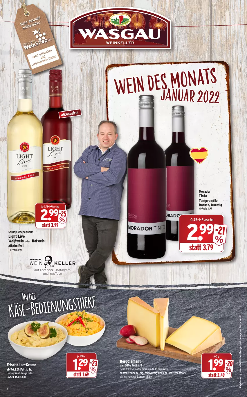 Aktueller Prospekt Wasgau - Prospekte - von 03.01 bis 08.01.2022 - strona 6 - produkty: alkohol, chili, creme, eis, elle, flasche, frischkäse, frucht, honig, Honig-Senf, Käse, mac, nuss, reis, rind, rotwein, schnittkäse, senf, tempranillo, Ti, wein, Weißwein, Yo