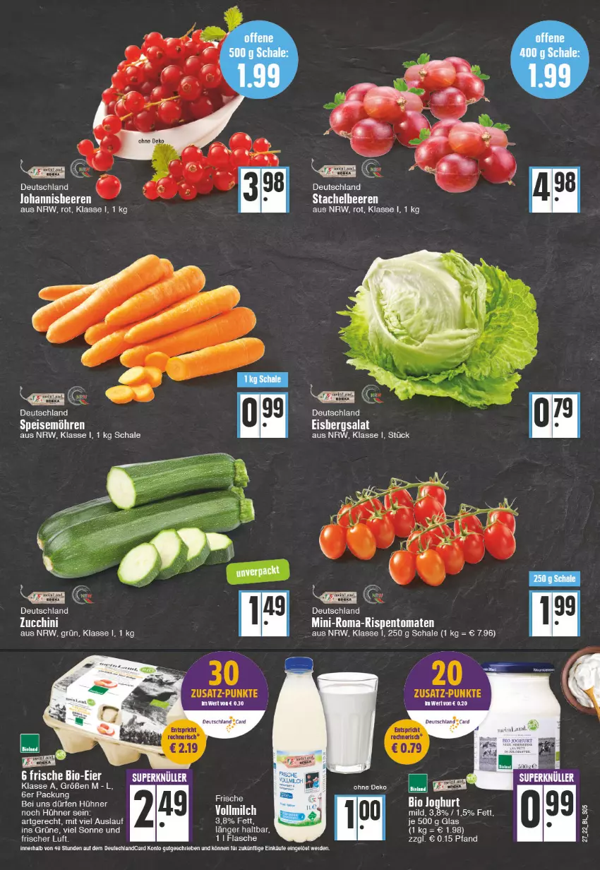 Aktueller Prospekt Edeka - Angebote der Woche - von 04.07 bis 09.07.2022 - strona 5 - produkty: beere, beeren, bio, eier, eis, eisbergsalat, hühner, joghur, joghurt, joghurt mild, johannisbeere, Johannisbeeren, rispentomaten, salat, Schal, Schale, Stachelbeeren, Ti, tomate, tomaten