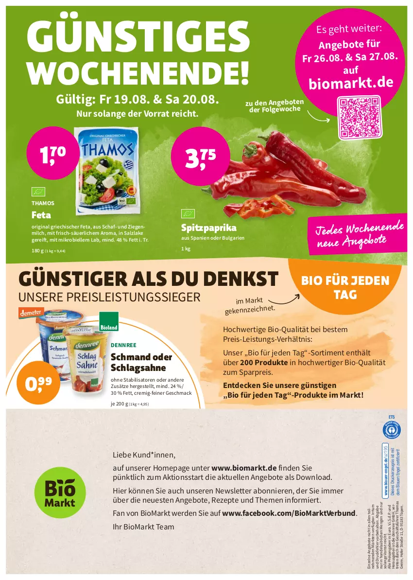 Aktueller Prospekt Denns Biomarkt - Prospekte - von 17.08 bis 30.08.2022 - strona 8 - produkty: angebot, angebote, auer, bio, decke, dennree, drucker, eis, elle, Engel, erde, feta, gin, kerze, LG, mac, milch, Omep, paprika, reis, rezept, rezepte, sahne, salz, schlagsahne, schmand, Spitzpaprika, Ti