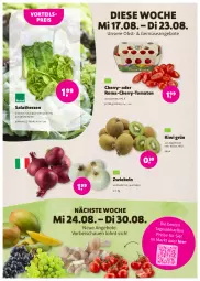 Gazetka promocyjna Denns Biomarkt - Prospekte - Gazetka - ważna od 30.08 do 30.08.2022 - strona 2 - produkty: angebot, angebote, beutel, eis, elle, kiwi, obst, reis, salat, salatherzen, Schal, Schale, Ti, tomate, tomaten, vorteilspreis, zwiebel, zwiebeln