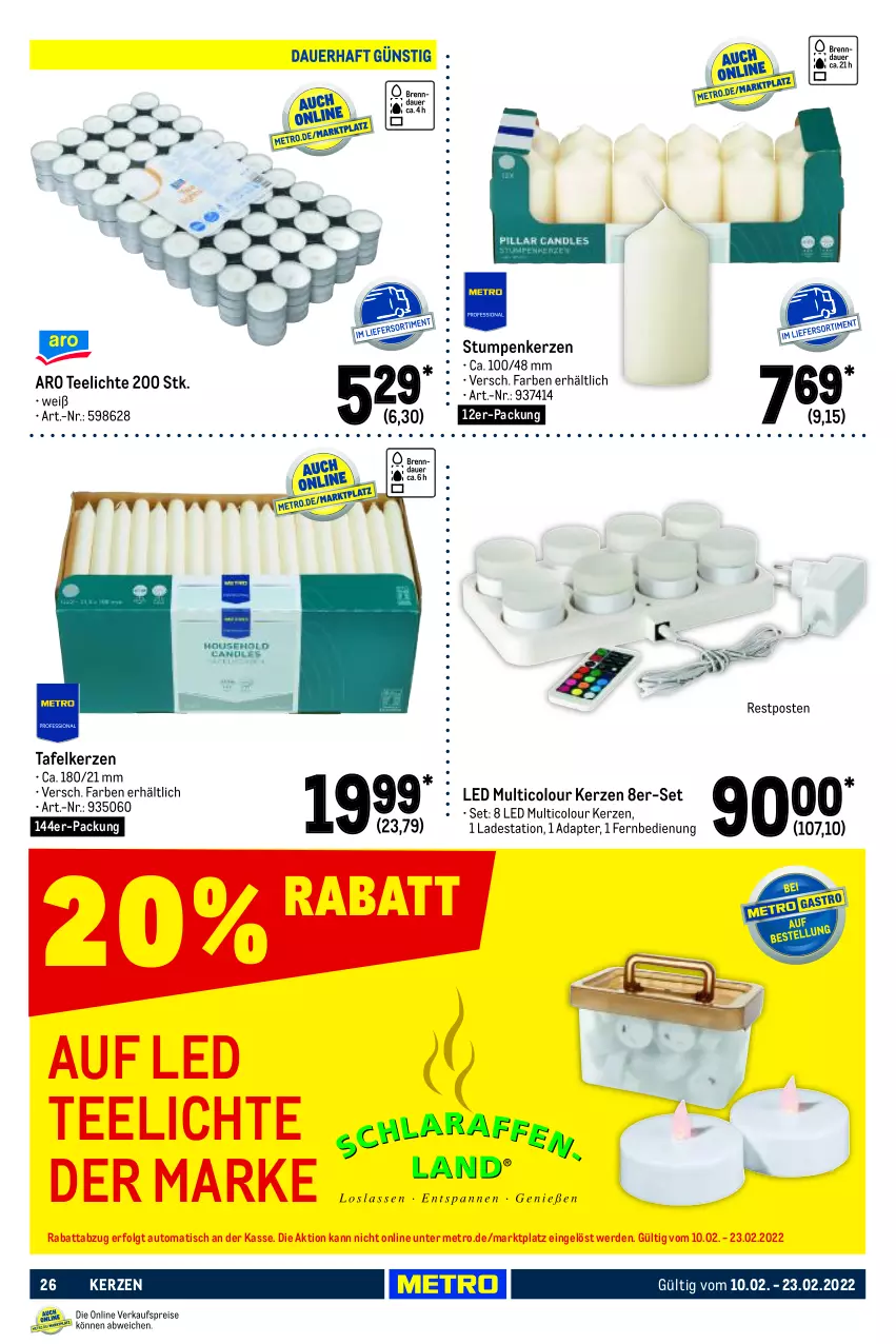 Aktueller Prospekt Metro - GastroJournal - von 10.02 bis 23.02.2022 - strona 26 - produkty: adapter, auer, auto, erde, fernbedienung, kerze, LG, Metro, tee, Teelicht, teelichte, Ti, tisch