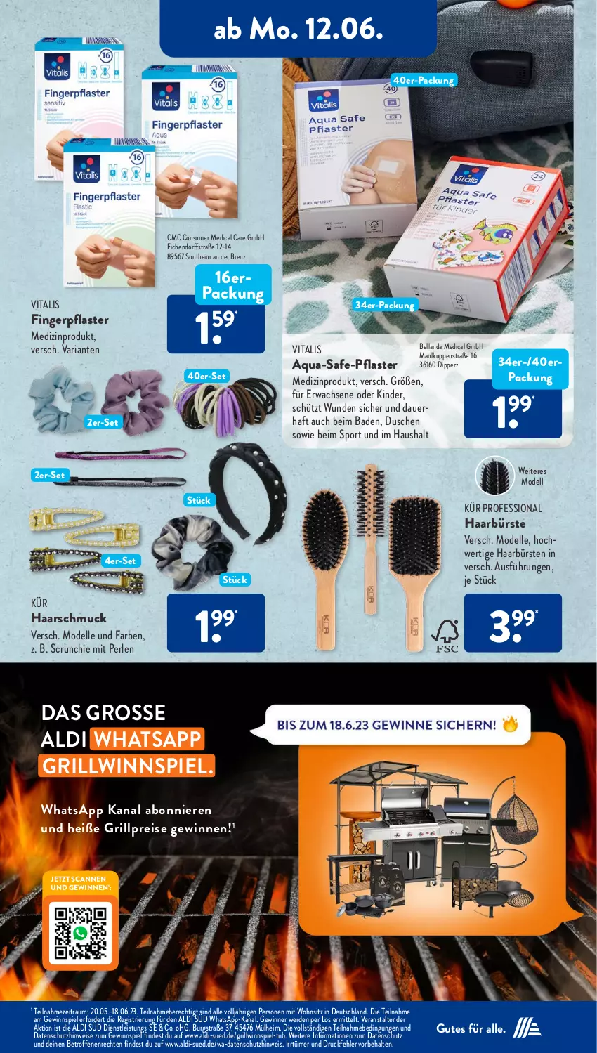 Aktueller Prospekt AldiSud - NÄCHSTE WOCHE - von 12.06 bis 17.06.2023 - strona 15 - produkty: aldi, aqua, auer, Bad, bürste, bürsten, dell, dip, dusche, eis, elle, erde, gewinnspiel, grill, Haarschmuck, Kinder, medizinprodukt, Mode, perlen, pflaster, reis, Ria, Schmuck, Sport, Ti, vita, vitalis