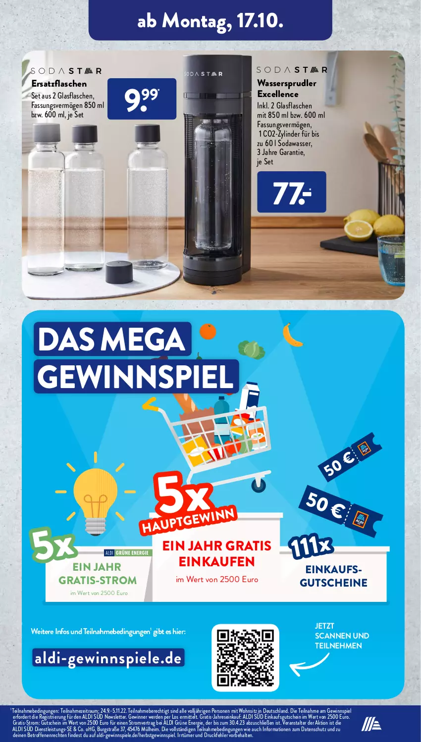 Aktueller Prospekt AldiSud - NÄCHSTE WOCHE - von 17.10 bis 22.10.2022 - strona 19 - produkty: aldi, eis, elle, erde, flasche, gewinnspiel, glasflasche, gutschein, gutscheine, Soda, Spiele, Ti, wasser, wassersprudler