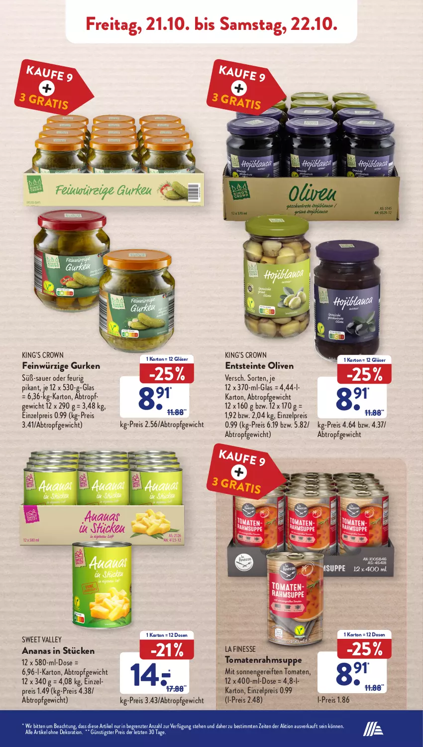 Aktueller Prospekt AldiSud - NÄCHSTE WOCHE - von 17.10 bis 22.10.2022 - strona 45 - produkty: alle artikel ohne dekoration, ananas, auer, dekoration, eis, finesse, Gläser, gurke, gurken, olive, oliven, reis, suppe, Ti, tomate, tomaten, ZTE