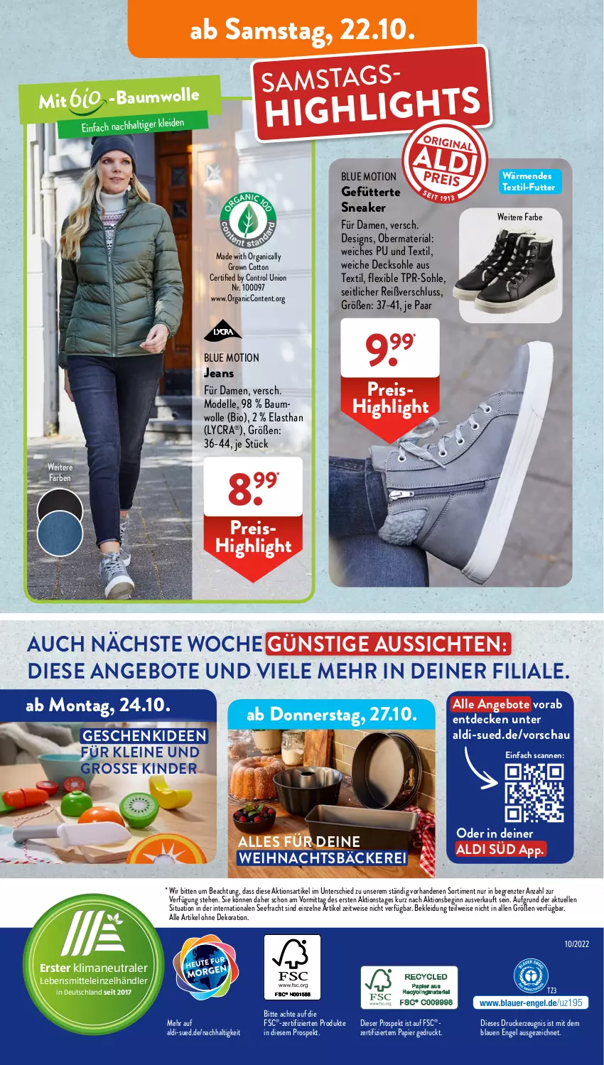 Aktueller Prospekt AldiSud - NÄCHSTE WOCHE - von 17.10 bis 22.10.2022 - strona 53 - produkty: aldi, alle artikel ohne dekoration, angebot, angebote, Bau, baumwolle, bio, decke, decksohle, dekoration, dell, drucker, eis, elle, Engel, gin, jeans, kerze, Kinder, kleid, Kleidung, lebensmittel, leine, Mode, papier, reis, Ria, sneaker, Ti, wolle, ZTE