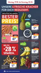 Gazetka promocyjna AldiSud - NÄCHSTE WOCHE - Gazetka - ważna od 22.10 do 22.10.2022 - strona 4 - produkty: aldi, ananas, banane, bananen, beere, beeren, beutel, bio, bio-bananen, bio-karotten, braun, champignon, champignons, champignons braun, eis, früchte, heidelbeere, heidelbeeren, karotten, kracher, natur, reis, Schal, Schale, Ti, trauben, ZTE