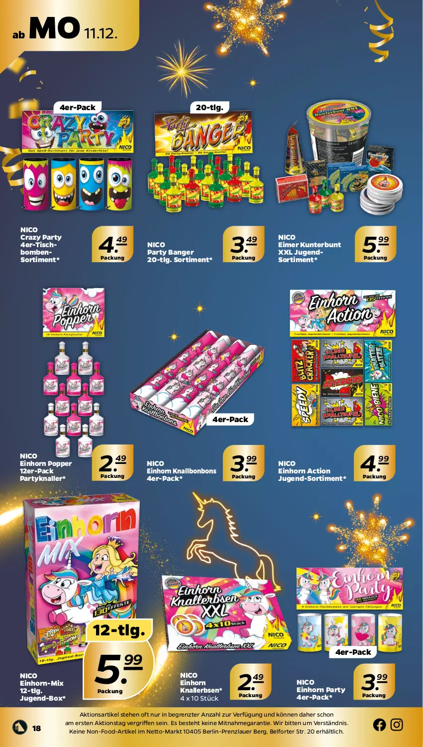 Aktueller Prospekt Netto - Woche 50 - von 11.12 bis 16.12.2023 - strona 18 - produkty: auer, bonbons, eimer, erbsen, Knallerbsen, LG, Popp, Ti, tisch, Tischbomben, ZTE