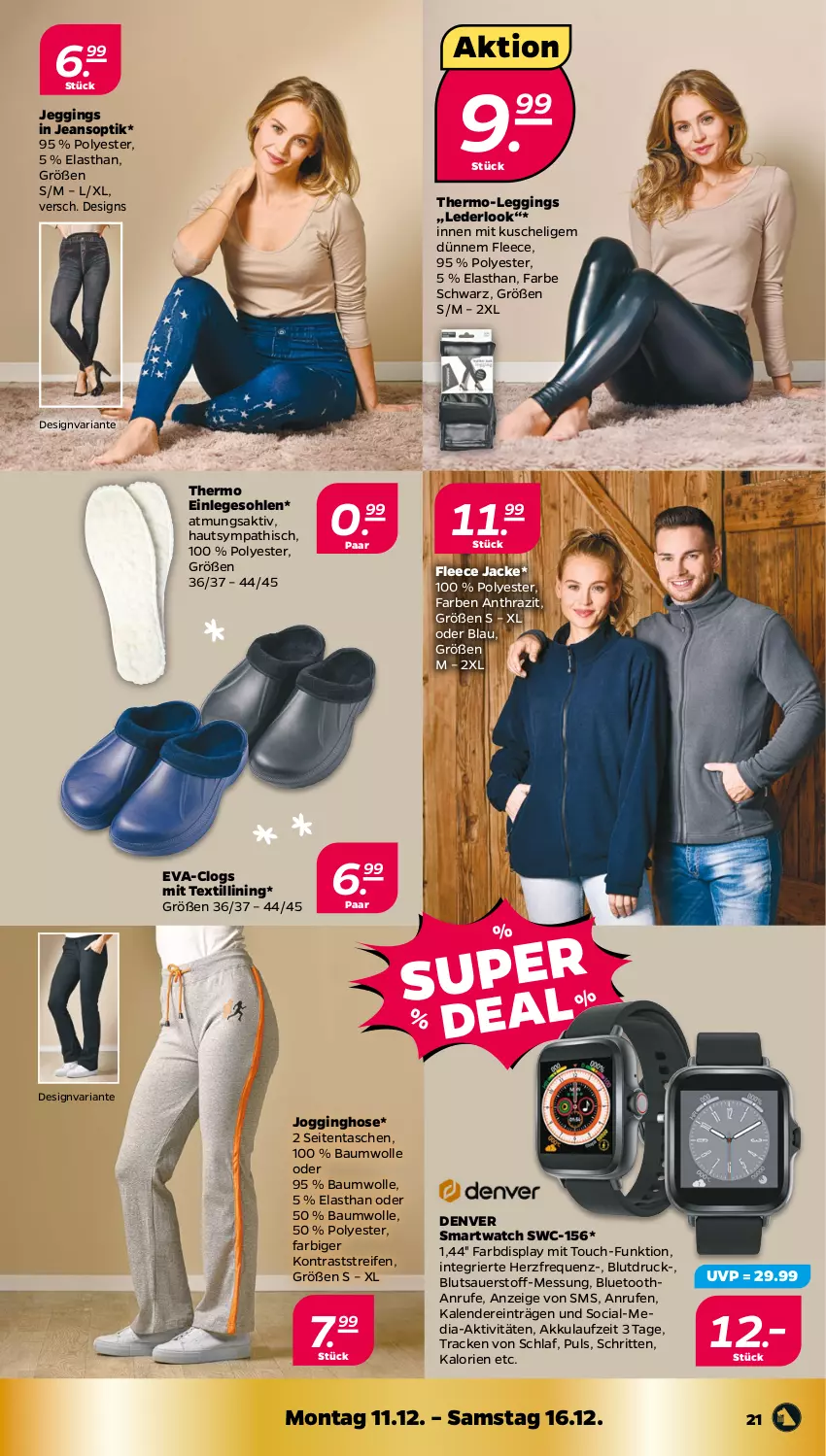 Aktueller Prospekt Netto - Woche 50 - von 11.12 bis 16.12.2023 - strona 21 - produkty: akku, auer, Bau, baumwolle, Clogs, gin, hose, Jacke, jeans, Jogginghose, leggings, reifen, Ria, smartwatch, Tasche, taschen, Ti, wolle