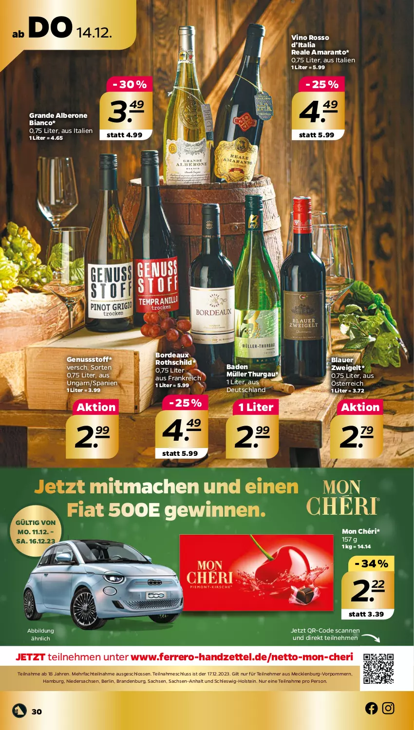 Aktueller Prospekt Netto - Woche 50 - von 11.12 bis 16.12.2023 - strona 30 - produkty: auer, Bad, blauer zweigelt, ferrero, mac, Mon Chéri, Müller, nuss, sac, Ti, Zweigelt