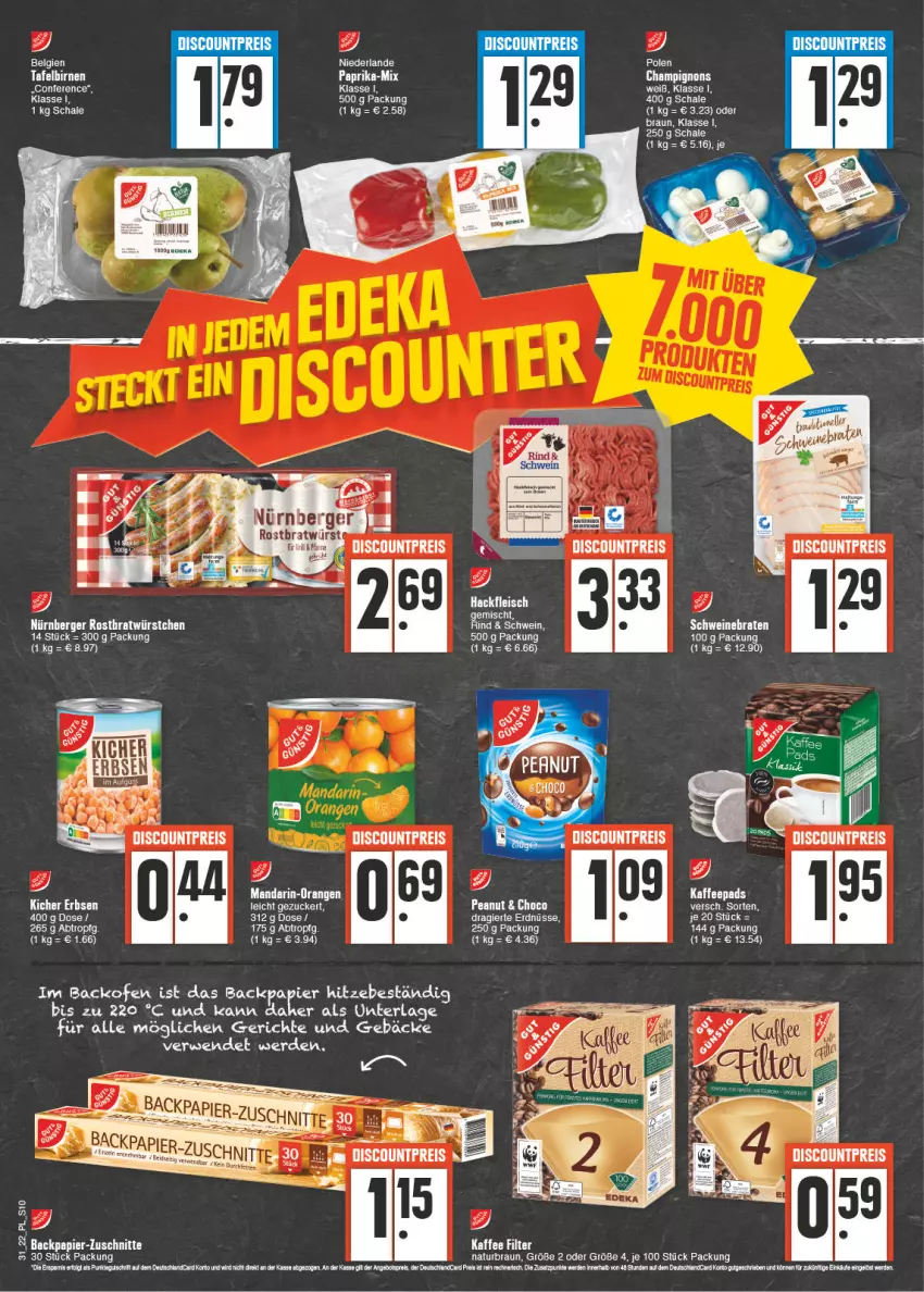 Aktueller Prospekt E Center - Angebote der Woche - von 01.08 bis 06.08.2022 - strona 10 - produkty: backofen, Birnen, braten, braun, deutschlandcard, discount, eis, erde, erdnüsse, fleisch, hackfleisch, kaffee, kaffeepads, LG, natur, Ofen, papier, reis, rwe, salz, Schal, Schale, schwein, schweine, schweinebraten, tafelbirnen, Ti, wein, weine