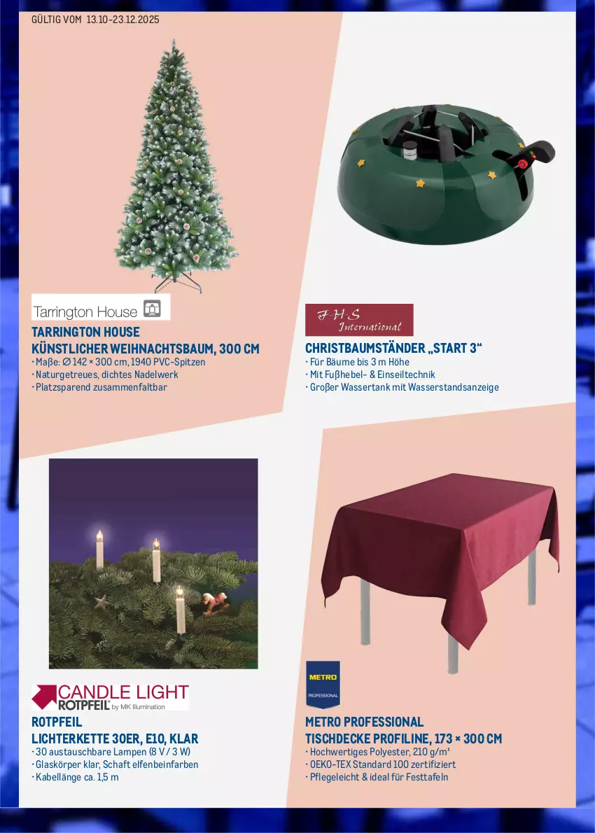 Aktueller Prospekt Metro - Online: Weihnachtszeit - von 13.10 bis 23.12.2025 - strona 10 - produkty: aust, Bau, decke, Kette, Lampe, lichterkette, Metro, natur, ring, tarrington house, Ti, tisch, tischdecke, wasser, wassertank, Weihnachtsbaum