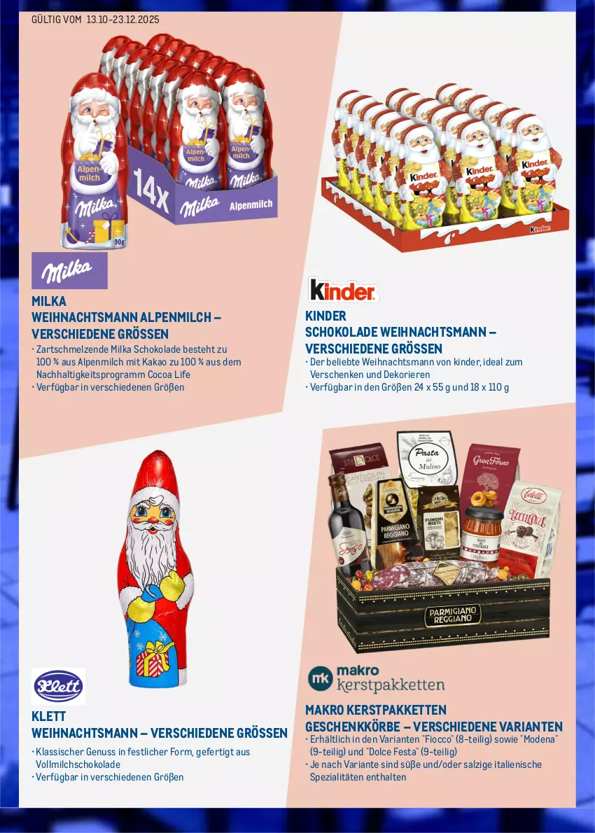 Aktueller Prospekt Metro - Online: Weihnachtszeit - von 13.10 bis 23.12.2025 - strona 3 - produkty: alpenmilch, kakao, Kette, Kinder, kinder schokolade, milch, milka, milka schokolade, Mode, nuss, Ria, salz, schoko, schokolade, Spezi, Ti, vollmilch