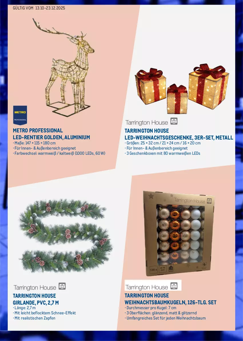 Aktueller Prospekt Metro - Online: Weihnachtszeit - von 13.10 bis 23.12.2025 - strona 8 - produkty: Bau, Baumkugel, Geschenkbox, Girlande, Kugel, leds, LG, messer, Metro, ring, tarrington house, Ti, tisch, Weihnachtsbaum