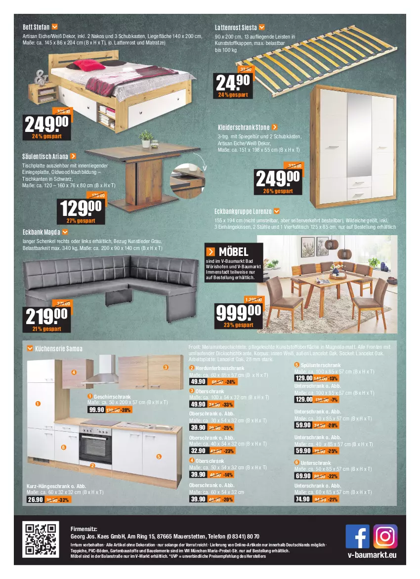 Aktueller Prospekt Vmarkt - V-Baumarkt - von 07.07 bis 13.07.2022 - strona 8 - produkty: alle artikel ohne dekoration, arbeitsplatte, auer, aust, Bad, Bank, Bau, Baustoffe, bett, dekoration, Eckbank, eckbankgruppe, eis, elle, ente, Garten, geschirr, hängeschrank, henkel, HP, kaes, kissen, kleid, kleider, kleiderschrank, küche, Küchen, kunstleder grau, latte, lattenrost, Laufen, Liege, lorenz, matratze, möbel, Oberschrank, obst, Ofen, reis, Ria, ring, schenkel, Schrank, schubkasten, spiegel, Stühl, telefon, teller, teppich, teppiche, Ti, tisch, tischplatte, und matratze, unterschrank, Wild, wildeiche