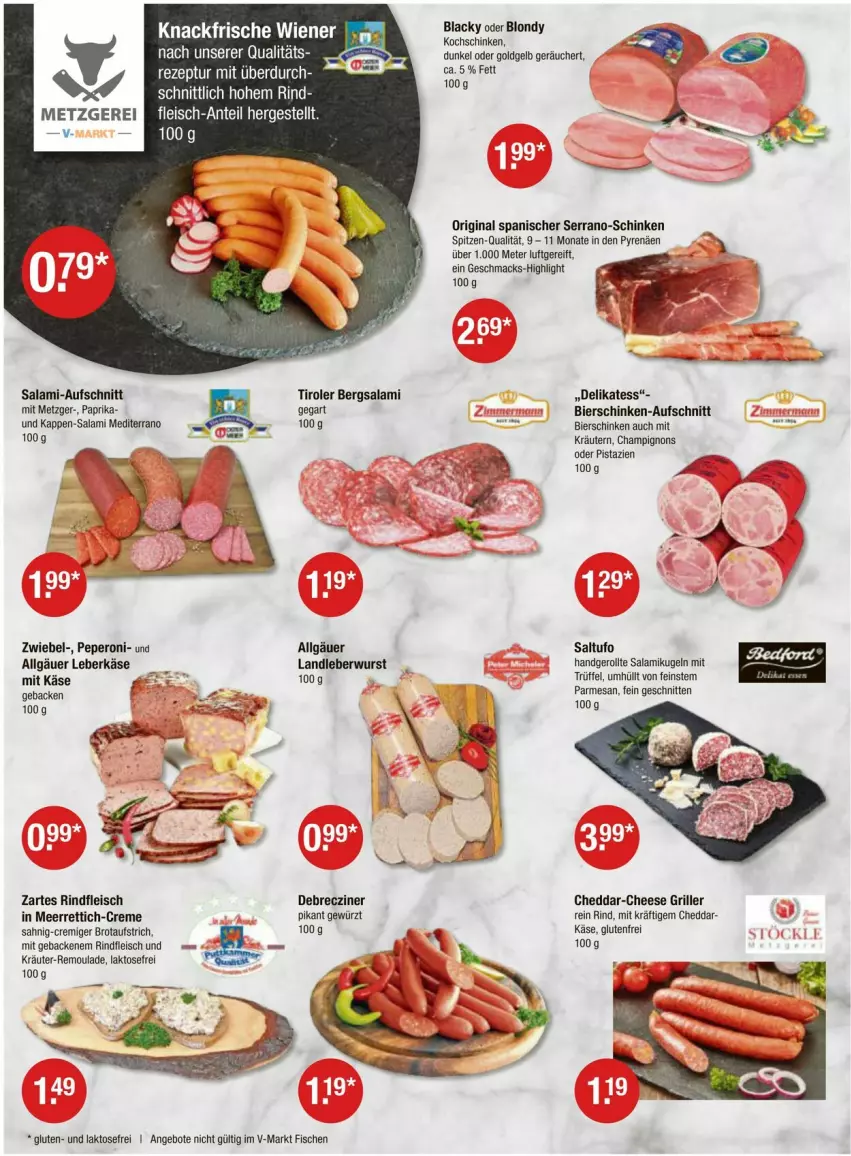 Aktueller Prospekt Vmarkt - Prospekte - von 02.05 bis 08.05.2024 - strona 2 - produkty: angebot, angebote, aufschnitt, aufstrich, bier, bierschinken, brot, brotaufstrich, champignon, champignons, cheddar, creme, debrecziner, eis, ente, fisch, fische, fleisch, geback, gewürz, gin, grill, Käse, kochschinken, kräuter, kräutern, Kugel, lack, landleberwurst, leberkäs, leberkäse, leberwurst, LG, mac, meerrettich, paprika, peperoni, Peroni, pistazien, remoulade, Rettich, rind, rindfleisch, salami, schinken, schnitten, serrano, Ti, Trüffel, wiener, wurst, zwiebel