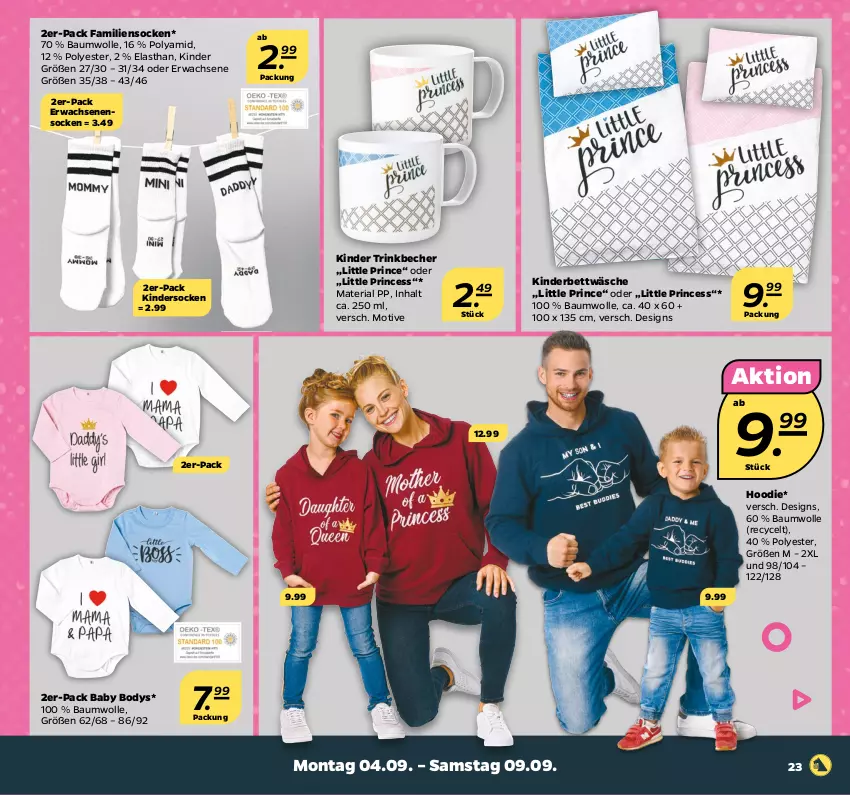 Aktueller Prospekt Netto - Woche 36 - von 04.09 bis 09.09.2023 - strona 23 - produkty: Bau, baumwolle, Becher, bett, bettwäsche, body, Kinder, Kinderbett, Ria, socken, Ti, trinkbecher, wolle