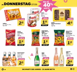 Gazetka promocyjna Netto - Woche 36 - Gazetka - ważna od 09.09 do 09.09.2023 - strona 28 - produkty: chips, crunchips, Donut, donuts, duplo, erdnuss, funny-frisch, karamell, lorenz, lorenz crunchips, nuss, ring, salz, schoko, sekt, Ti, toffifee