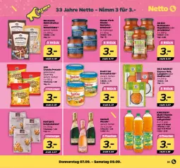 Gazetka promocyjna Netto - Woche 36 - Gazetka - ważna od 09.09 do 09.09.2023 - strona 31 - produkty: arrabbiata, auer, aufstrich, Bau, bio, brot, brotaufstrich, eis, fisch, flasche, frucht, fruchtsaft, fruchtsaftgetränk, geback, getränk, gsw, henkel, henkell, korn, kühlregal, lachs, mehl, mondamin, pasta, Pretzel, regal, reis, saft, sauce, schnitzel, schoko, Soße, Ti, vita