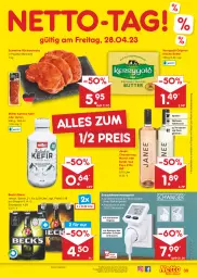 Gazetka promocyjna Netto Marken-Discount - Filial-Angebote - Gazetka - ważna od 29.04 do 29.04.2023 - strona 39 - produkty: angebot, Ayran, bestpreis, bier, Biere, butter, chardonnay, eis, Elektro, elle, fisch, fleisch, gin, irische butter, Kefir, kerrygold, marinade, merl, merlot, Müller, paprika, Rauch, reis, Rückensteak, rückensteaks, schwein, schweine, steak, steaks, steckdose, Ti, vorspeise, wein, weine, Weißwein, wurst, wurst in selbstbedienung, ZTE