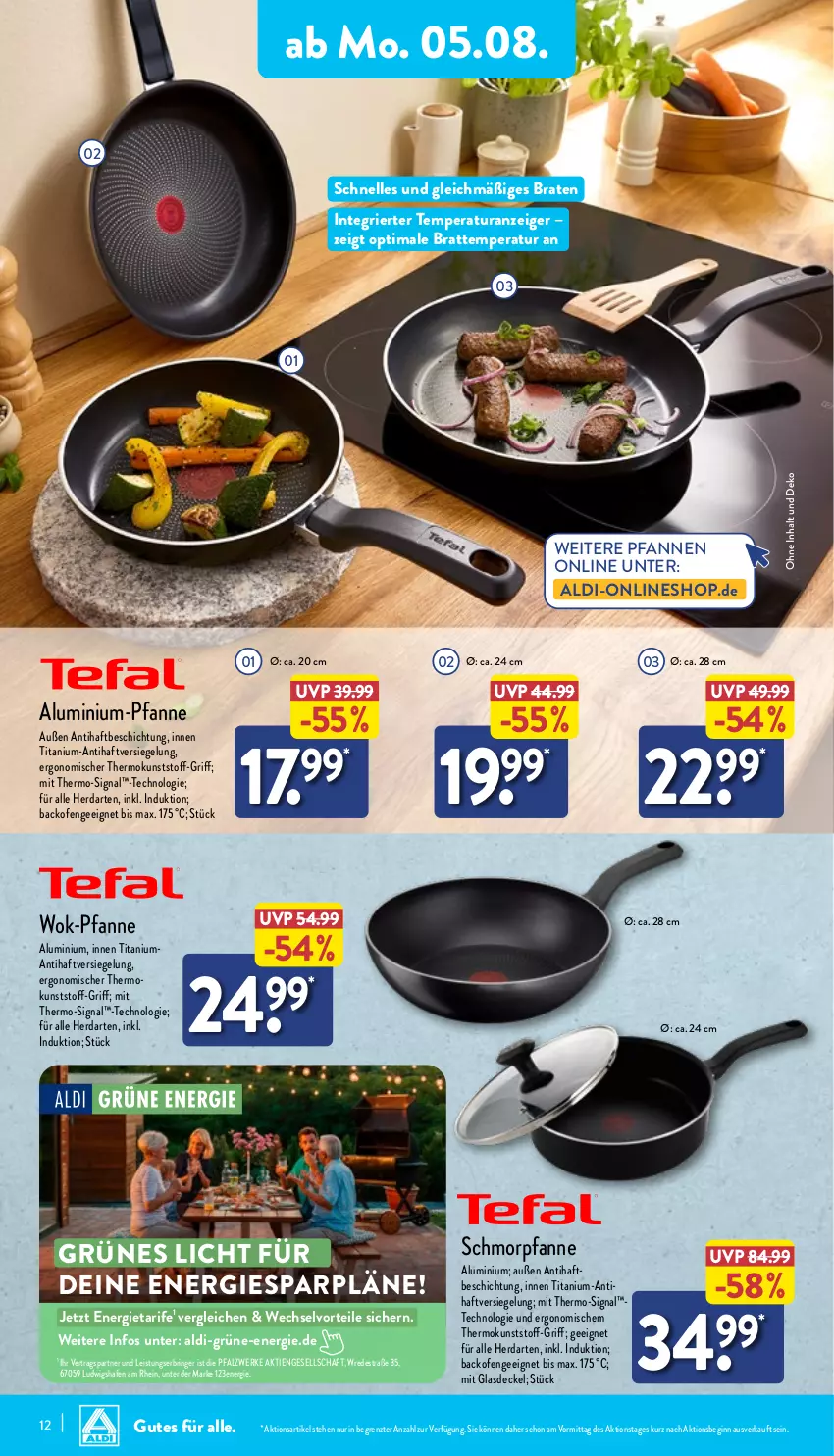 Aktueller Prospekt Aldi Nord - Von Montag - von 05.08 bis 10.08.2024 - strona 12 - produkty: aldi, backofen, braten, decke, Deckel, eis, elle, gin, Glasdeckel, herdarten, Ofen, pfanne, pfannen, ring, schmorpfanne, Signal, Ti, wok, ZTE