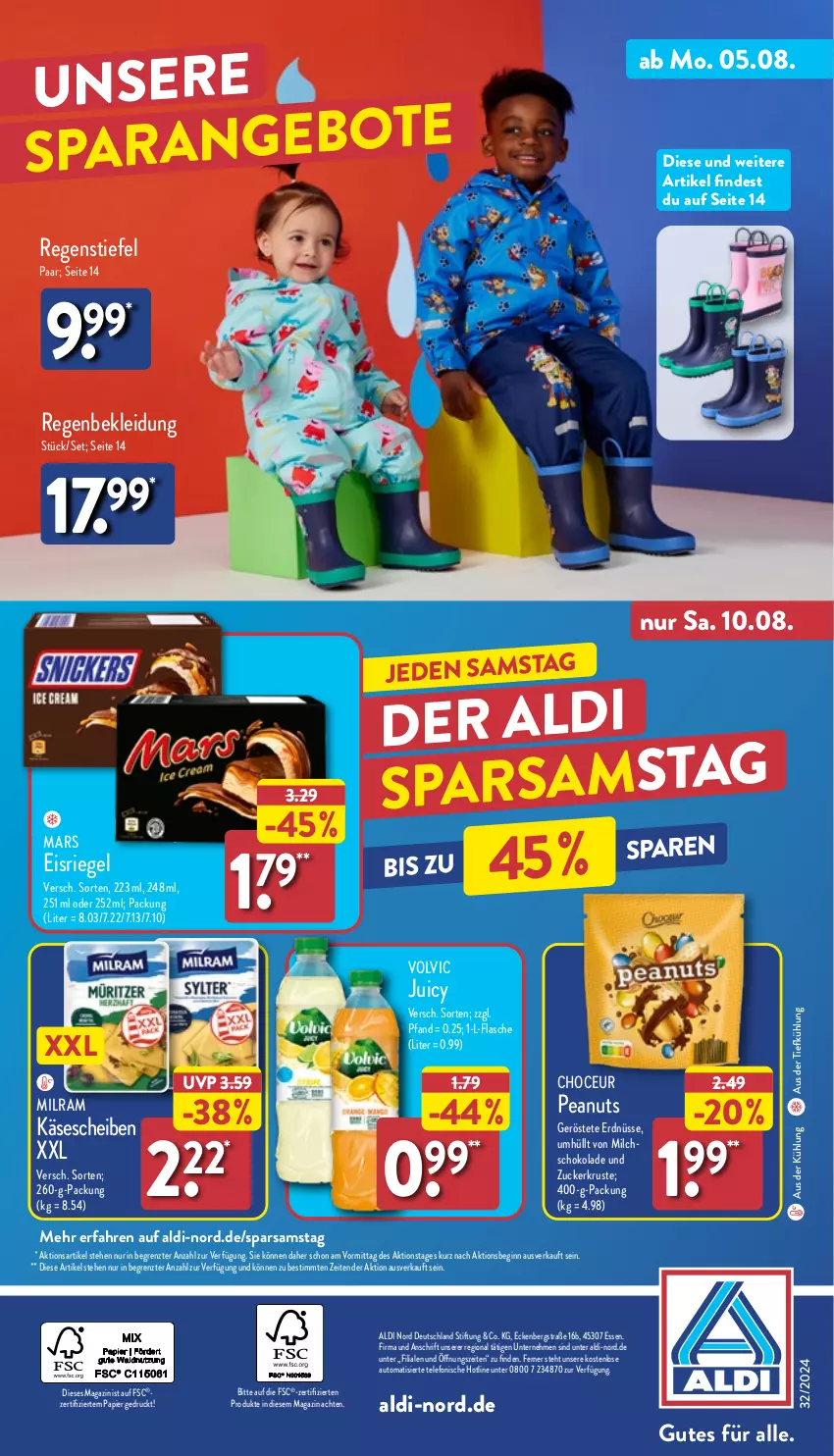 Aktueller Prospekt Aldi Nord - Von Montag - von 05.08 bis 10.08.2024 - strona 38 - produkty: aldi, aus der tiefkühlung, auto, eis, Eisriegel, erdnüsse, flasche, gin, Käse, kleid, Kleidung, magazin, mars, milch, milram, papier, riegel, schoko, schokolade, telefon, Ti, volvic, ZTE, zucker