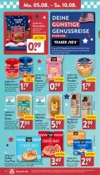 Gazetka promocyjna Aldi Nord - Von Montag - Gazetka - ważna od 10.08 do 10.08.2024 - strona 10 - produkty: ACC, aldi, aus der tiefkühlung, beutel, braten, butter, Cap, chili, creme, dip, Donut, donuts, eis, erdnuss, getränk, getränke, gewürz, gin, Heu, Käse, mais, nuss, pizza, popcorn, reis, Ria, röstzwiebeln, snack, snacks, Tasche, taschen, Ti, tiefpreis, ZTE, zwiebel, zwiebeln