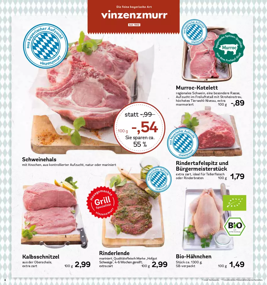 Aktueller Prospekt Aez - Prospekte - von 02.05 bis 07.05.2022 - strona 4 - produkty: bio, braten, eis, elle, Germ, hofgut, kalbsschnitzel, kotelett, Meister, natur, nivea, reis, rind, rinder, rinderbraten, Schal, Schale, schnitzel, schwein, schweine, tafelspitz, teller, Ti, trolli, wein, weine