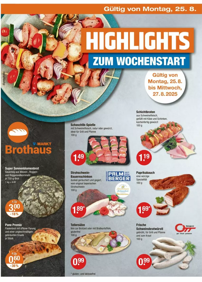 Aktueller Prospekt Vmarkt - Prospekte - von 21.08 bis 27.08.2025 - strona 18 - produkty: auer, Bau, Bauer, Bauernschinken, braten, brot, eis, elle, fleisch, für grill und pfanne, gewürz, gin, grill, grill und pfanne, ideal für grill, ideal für grill und pfanne, kartoffel, kartoffeln, Käse, Kraut, küche, Küchen, natur, paprika, pfanne, schinken, schwein, schweine, schweinefleisch, Spezi, teller, Ti, und pfanne, wein, weine