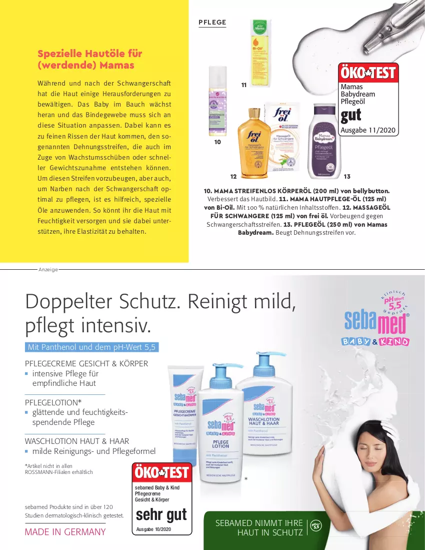 Aktueller Prospekt Rossmann - Prospekte - von 10.02 bis 20.03.2022 - strona 48 - produkty: asti, babydream, Bau, Bi-Oil, creme, elle, erde, Hautpflege, Lotion, mam, Panthenol, Pflegecreme, Pflegeöl, reifen, Reinigung, sebamed, Spezi, Ti, Waschlotion