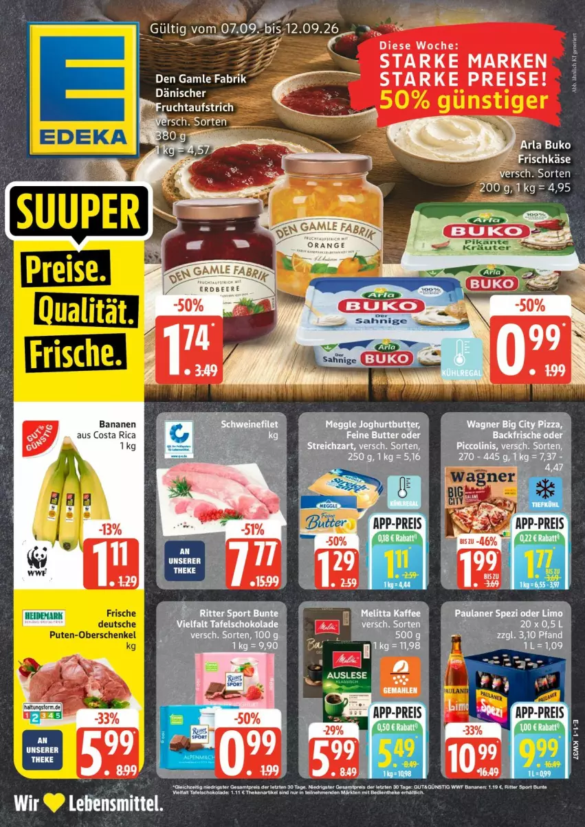 Aktueller Prospekt Edeka - Prospekte - von 07.09 bis 12.09.2026 - strona 1 - produkty: aufstrich, banane, bananen, beere, Buko, eis, erdbeere, erde, reis, sac