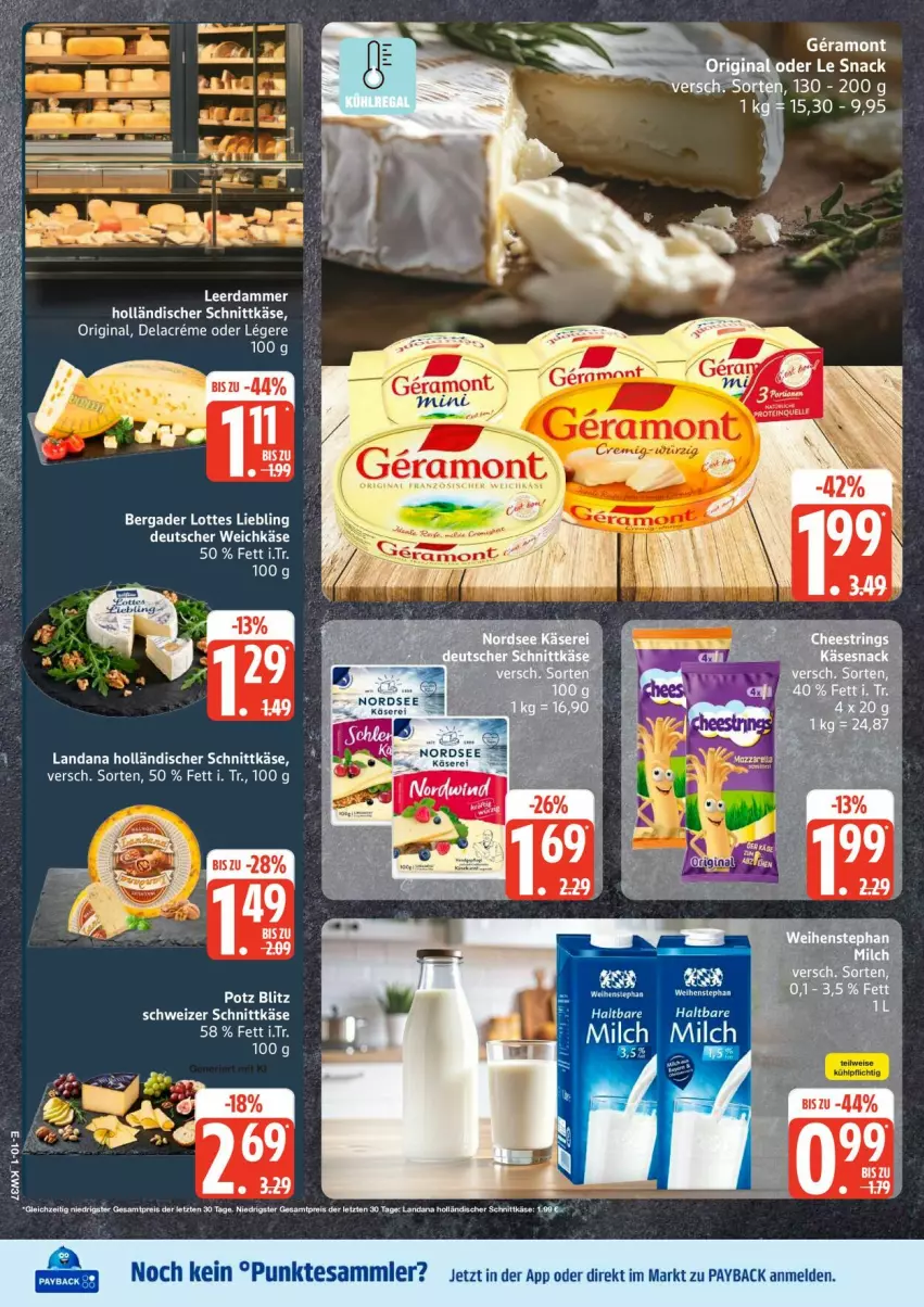 Aktueller Prospekt Edeka - Prospekte - von 07.09 bis 12.09.2026 - strona 12 - produkty: bergader, creme, deutscher weichkäse, gin, holländischer schnittkäse, Käse, leerdammer, payback, schnittkäse, schweizer schnittkäse, weichkäse