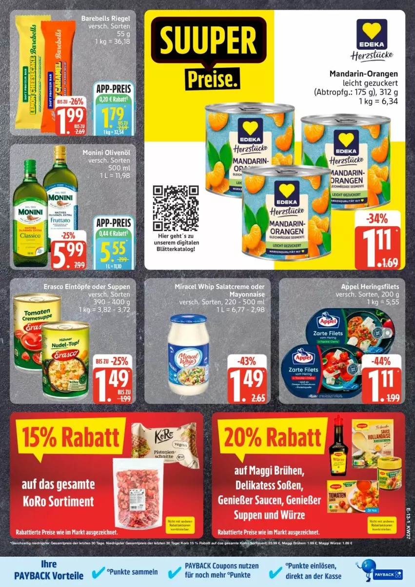 Aktueller Prospekt Edeka - Prospekte - von 07.09 bis 12.09.2026 - strona 15 - produkty: Brühe, coupon, coupons, creme, eis, maggi, mandarin-orangen, orange, orangen, payback, pistazien, reis, Soße, Ti, tomate, tomaten, zucker