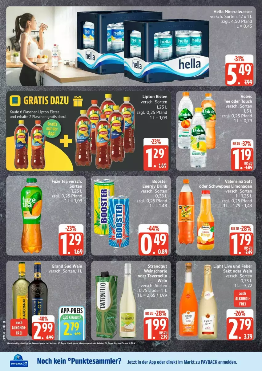 Aktueller Prospekt Edeka - Prospekte - von 07.09 bis 12.09.2026 - strona 18 - produkty: eis, eistee, flasche, lipton, payback, reis, tee, tesa, Ti, ZTE