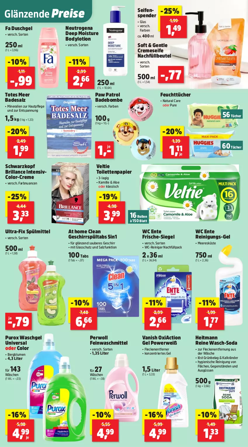 Aktueller Prospekt Thomas Philipps - von 23.02 bis 28.02.2026 - strona 12 - produkty: Bad, beutel, blume, blumen, body, bodylotion, brillance, creme, cremeseife, duschgel, eis, ente, fa duschgel, feinwaschmittel, feuchttücher, Fleckenentferner, geschirr, Hautpflege, heitmann, Kamill, kamille, Lotion, natur, natura, neutrogena, Nuance, papier, Paw Patrol, perwoll, reiniger, Reinigung, reis, rwe, salz, schwarzkop, schwarzkopf, Seife, Soda, spülmittel, Ti, toilettenpapier, tücher, vanish, waschgel, waschmittel, wc ente, wc-reiniger