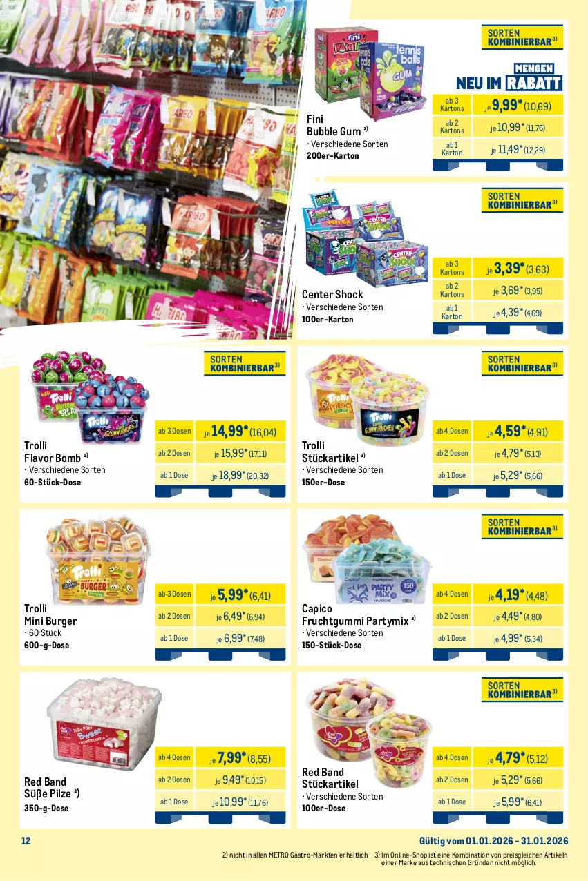 Aktueller Prospekt Metro - Monats-Mix - von 01.01 bis 31.01.2026 - strona 12 - produkty: beutel, burger, Cap, eis, ente, frucht, fruchtgummi, haribo, Metro, metro gastro, pilze, reis, Ti, trolli, zucker