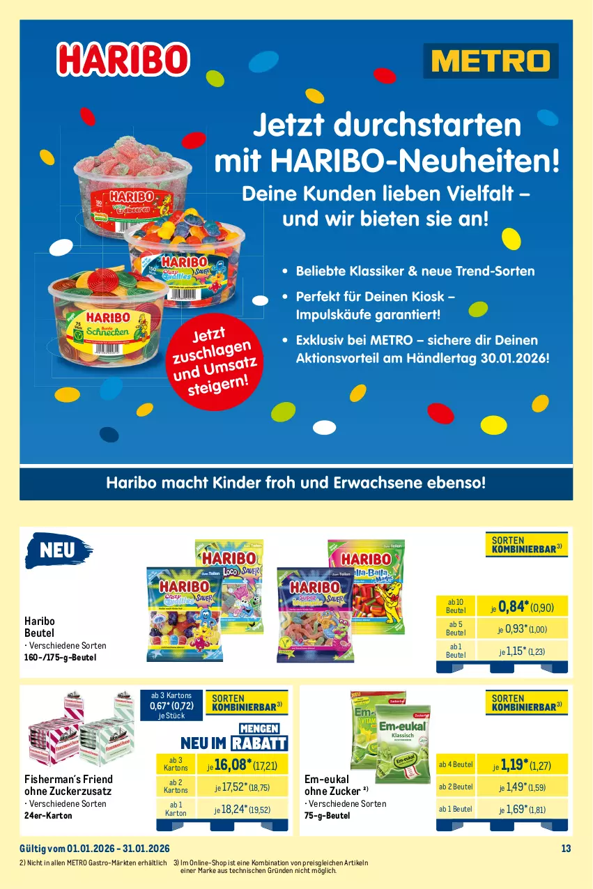 Aktueller Prospekt Metro - Monats-Mix - von 01.01 bis 31.01.2026 - strona 13 - produkty: beutel, burger, Cap, eis, ente, frucht, fruchtgummi, haribo, Metro, metro gastro, pilze, reis, Ti, trolli, zucker