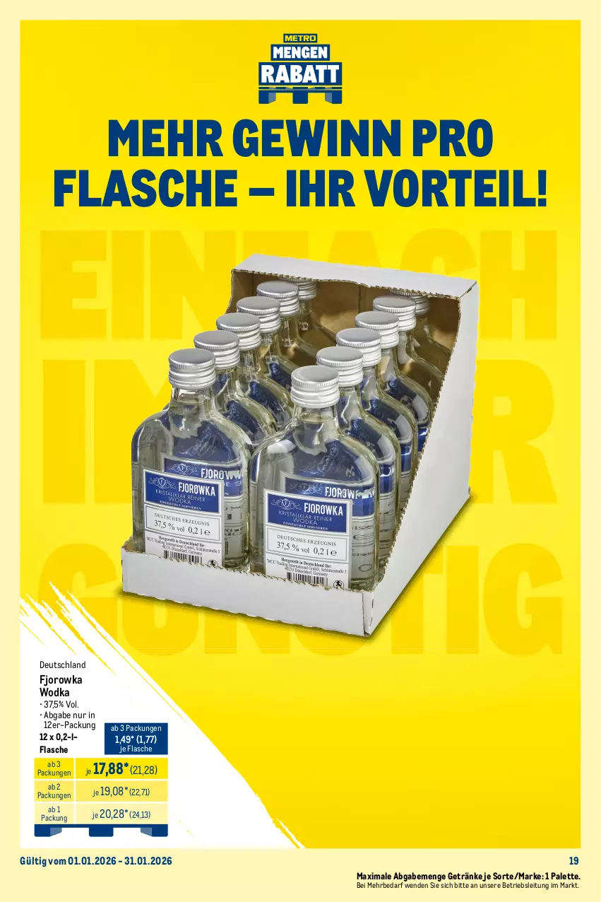 Aktueller Prospekt Metro - Monats-Mix - von 01.01 bis 31.01.2026 - strona 19 - produkty: angebot, beutel, bifi, bratwurst, brötchen, Donut, donuts, eis, flasche, getränk, getränke, gin, korn, mehrkornbrötchen, Metro, metro gastro, milka, Palette, reis, salami, schoko, snack, Ti, tiefpreis, wodka, wurst