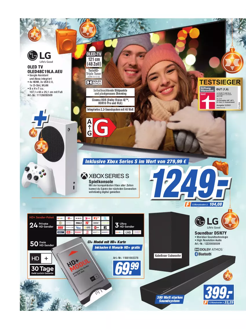 Aktueller Prospekt Expert Technomarkt - Prospekte - von 08.12 bis 14.12.2021 - strona 8 - produkty: alexa, cin, HDMI, led tv, Leuchte, leuchten, LG, oled tv, soundbar, Spiele, Spielkonsole, Subwoofer, Ti, usb, Xbox