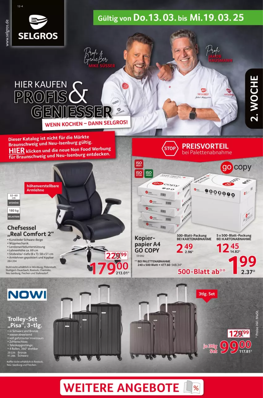 Aktueller Prospekt Selgros - Non Food - von 13.03 bis 19.03.2025 - strona 1 - produkty: armlehnen, Bau, Brei, chefsessel, jako, koffer, kunstleder schwarz, LG, Palette, papier, sessel, stuhl, tee, Teleskop, Ti